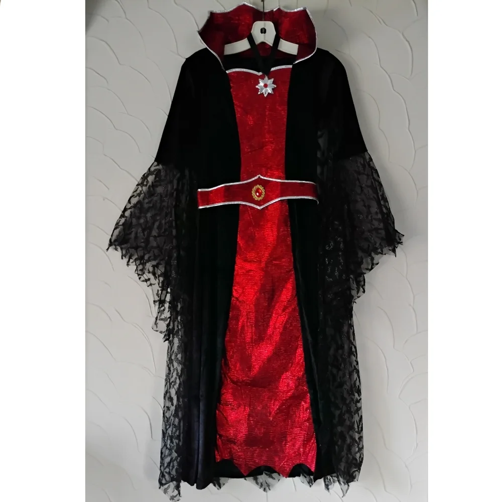 Girls Halloween Queen Vampire Costume Vampiress Dress Trick Or Treating Cosplay - Picture 1 of 16
